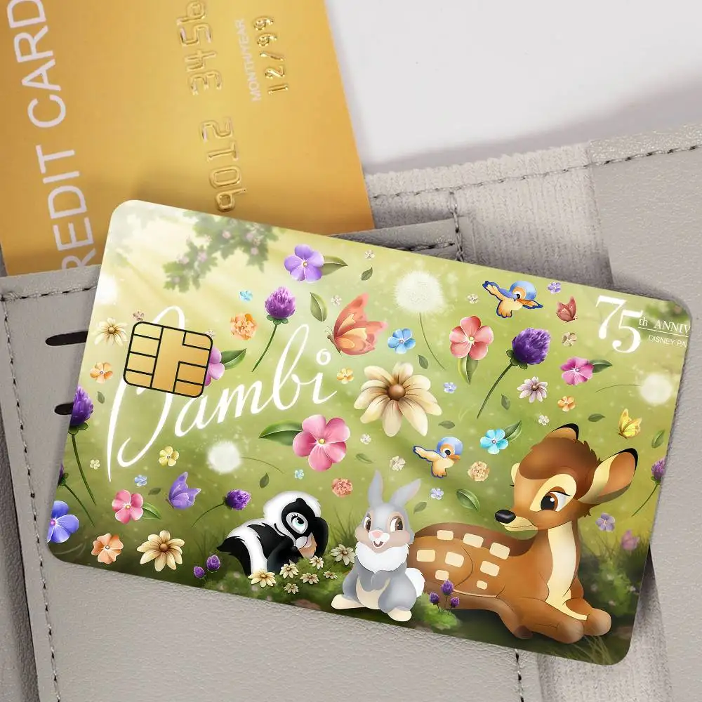 كارتون لطيف بامبي ملصق فيلم الجلد غطاء ملصقات بطاقة الائتمان 4 قطعة الخصم الجبهة الديكور البنك حافلة تمرير مقاوم للماء