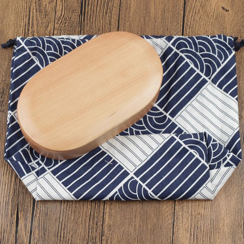 Simple Style Lunch Box Pouch Drawstring Cloth Cotton Linen Lunch Bag Snack Tote Organizer