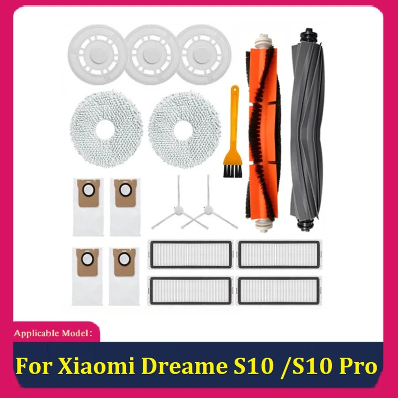 

For Xiaomi Dreame S10 / S10 Pro Robotic Replacement Accessories Main Side Brush Hepa Filter Mop Cloth Bracket Dust Bag Kit