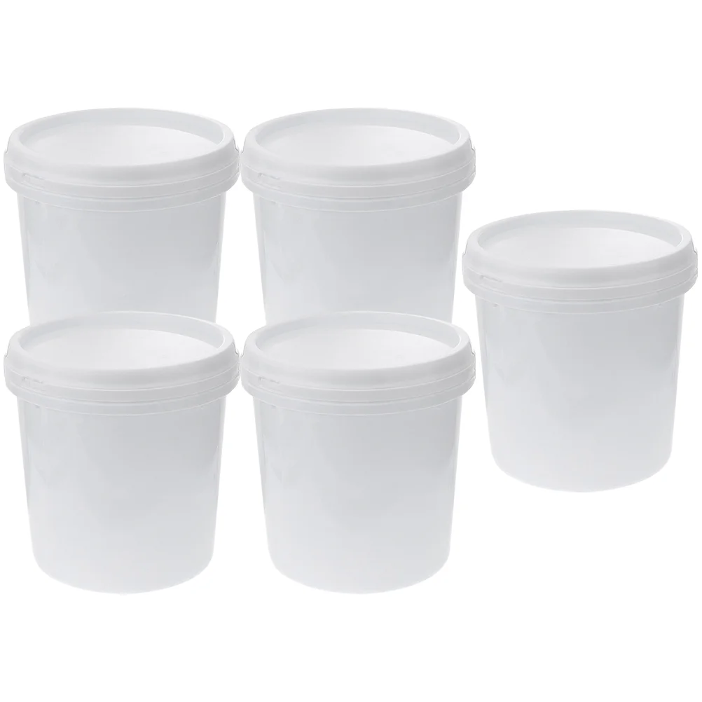 5 Pcs Paint Bucket Plastic Barrel Empty Small Portable Water Artificial Multipurpose White