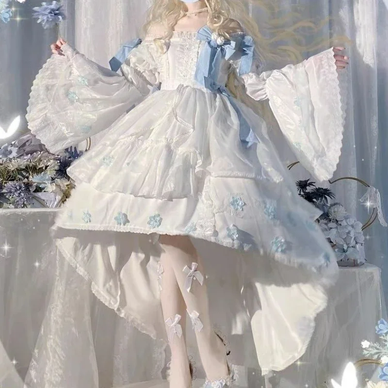 الحلو أنيقة مقوس دانتيل زهرة الورد فستان جنية اليابانية Kawaii فستان الحفلات المسائية الفيكتوري خمر لوليتا فستان الأميرة النساء #4
