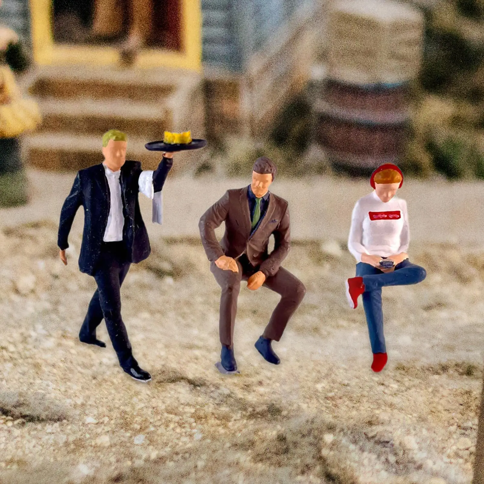 

3x 1/64 Scale People Figures, Mini Restaurant Figures, Collection, Tiny People