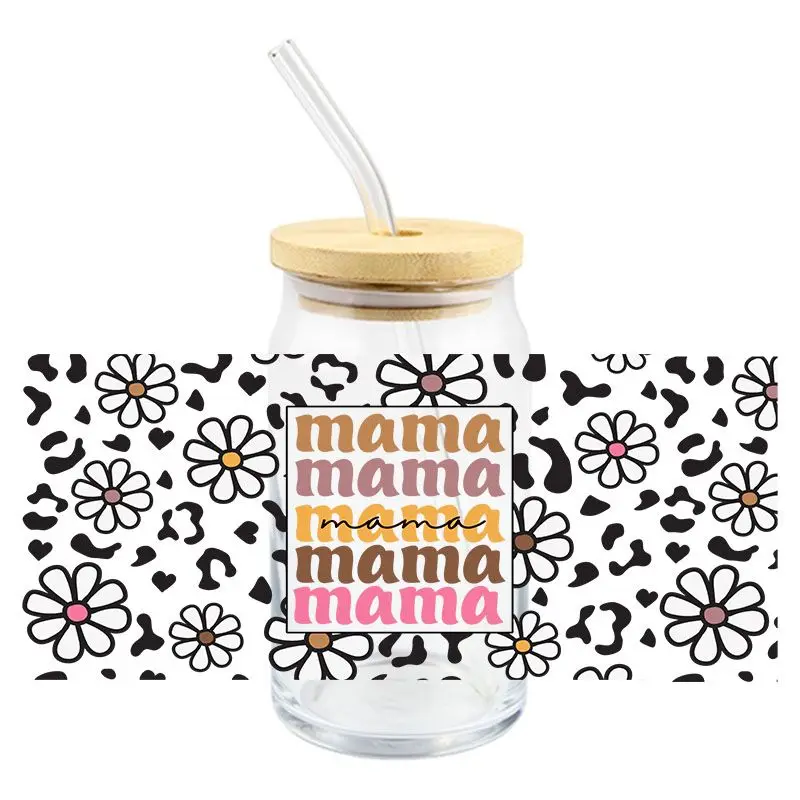 Mother\'s Day UV DTF Wrap Transfer Stickers Cartoon Cute Design Waterproof Wrap For Bottles Cups Mugs Decal