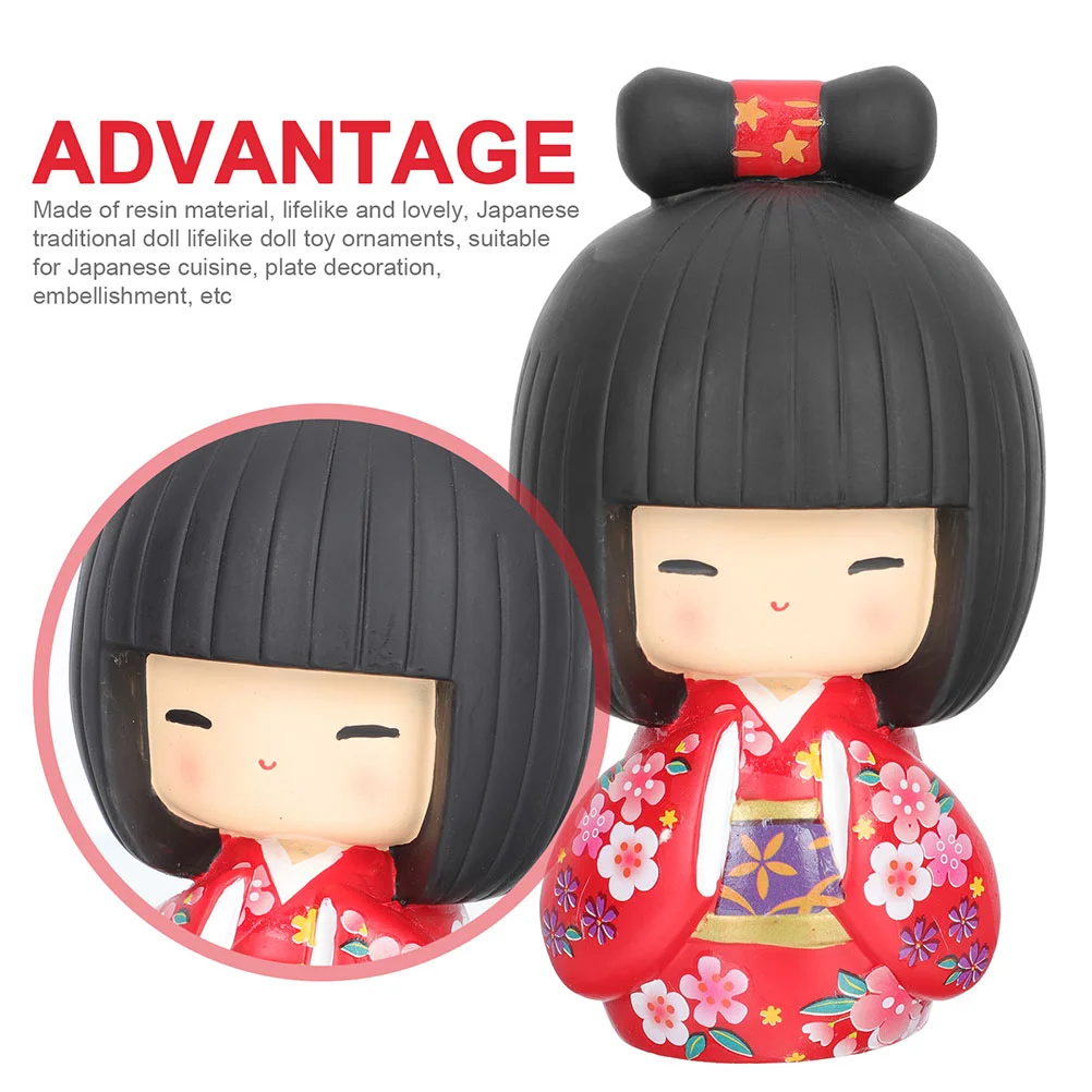 Japanese Dolls Shop Decor Home Decorations Crafts Tabletop Kimono Ornament for Resin Traditional