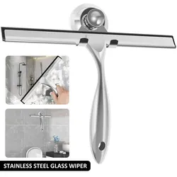 Shower Squeegee Stainless Steel Window Squeegee with Suction Cup Multi-Purpose Shower Wiper Bathroom Tile Cleaning athroom 1PC