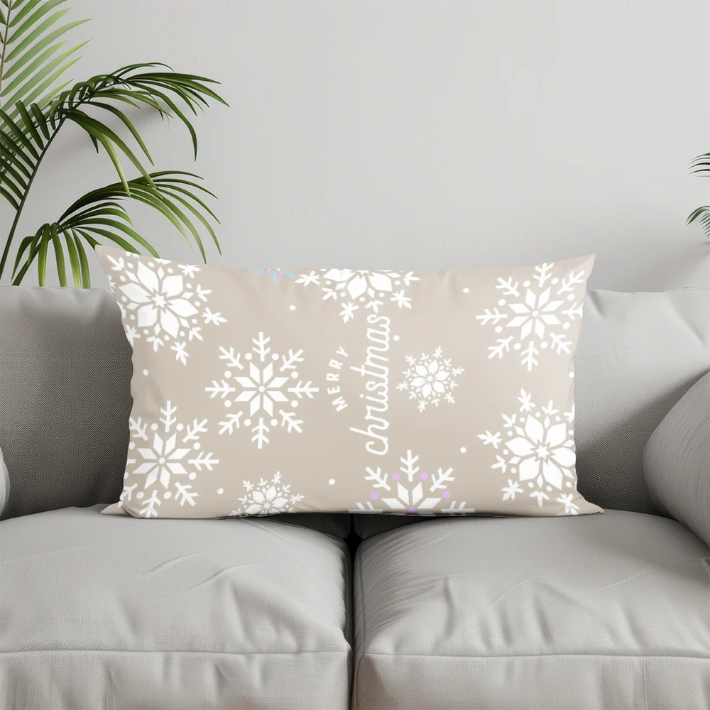 Home Decor Merry Christmas Snowflake Pillow Suitable For Sofa Bedroom Car Pillow Cover Cushion Rectangular Back Cushion
