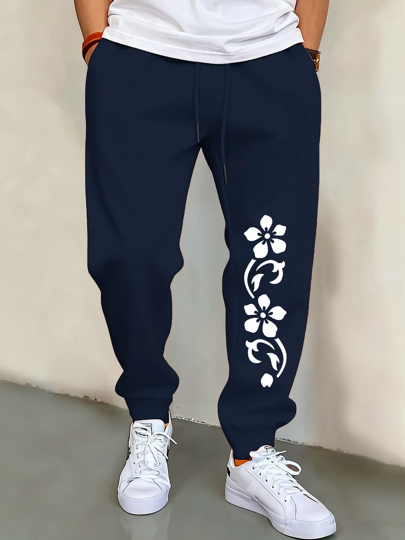 

A Flower That Rises With The Flow Man Joggers Drawstring Pocket Basics Trousers Street Style Pant Unisex Retro Warm Sweatpants