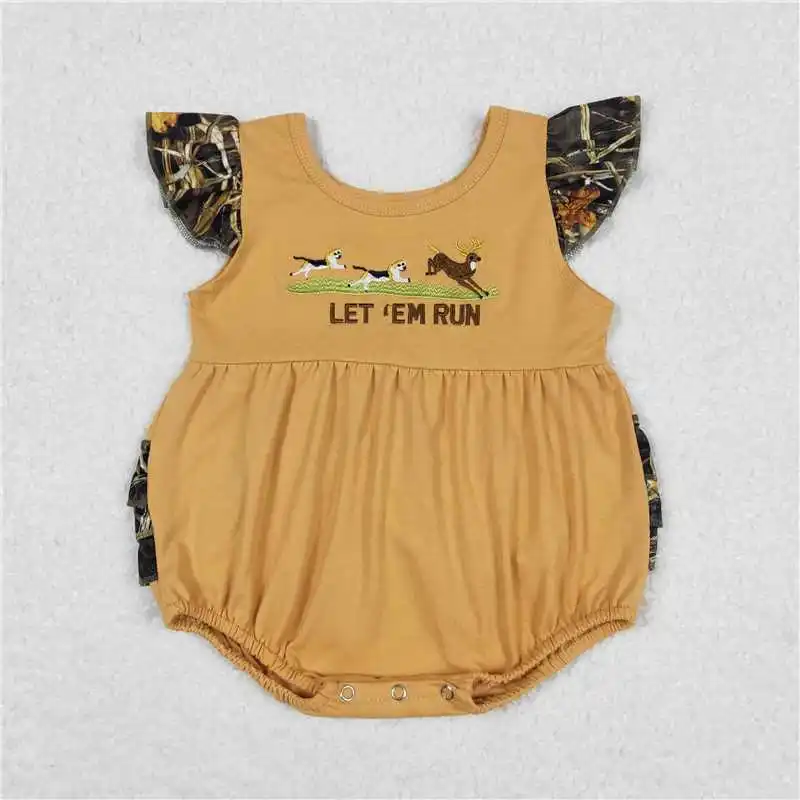 Wholesale hot sale summer baby boys clothes rompers newborn toddler Embroidered puppy moose light brown tank top onesies