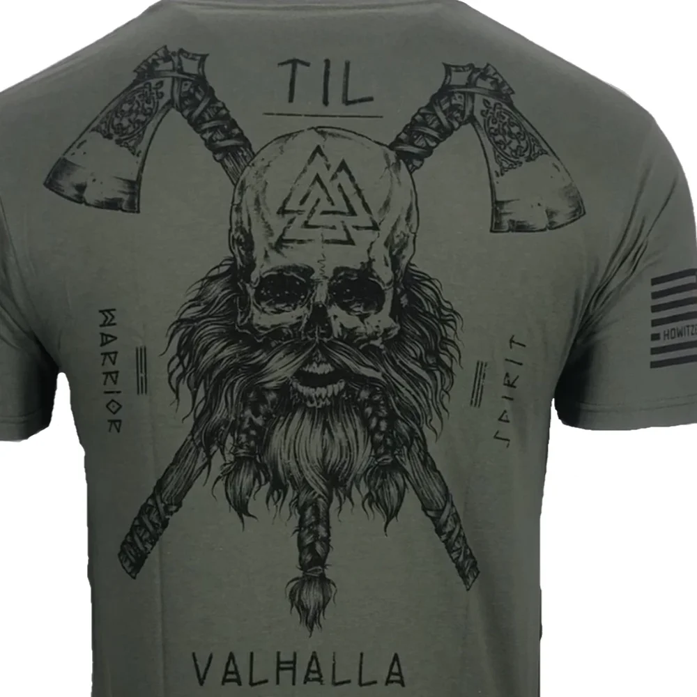 Til Valhalla Nordic  Warrior Spirit Military Grunt T-Shirt 100% Cotton O-Neck Summer Short Sleeve Casual Mens T-shirt