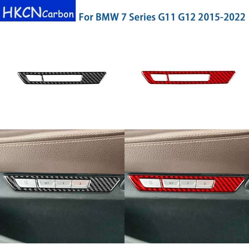 

For BMW 7 Series G11 G12 2015-2022 Accessories Real Soft Carbon Fiber Car Interior Seat Adjustment Button Cover Trim Sticker