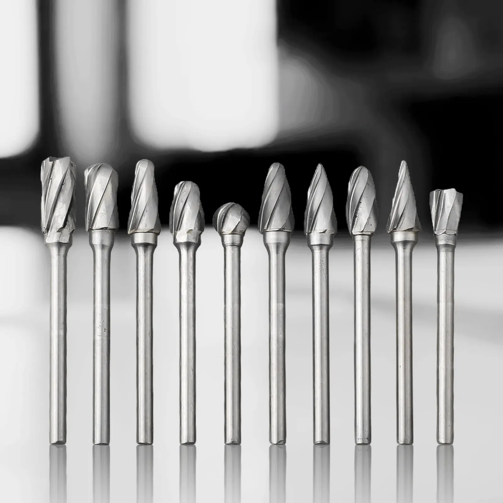 

Inverted Cone Carbide Rotary Burrs Set Replacement Aluminum Wood Plastic DIY Silver 10Pcs Removal Metalworking