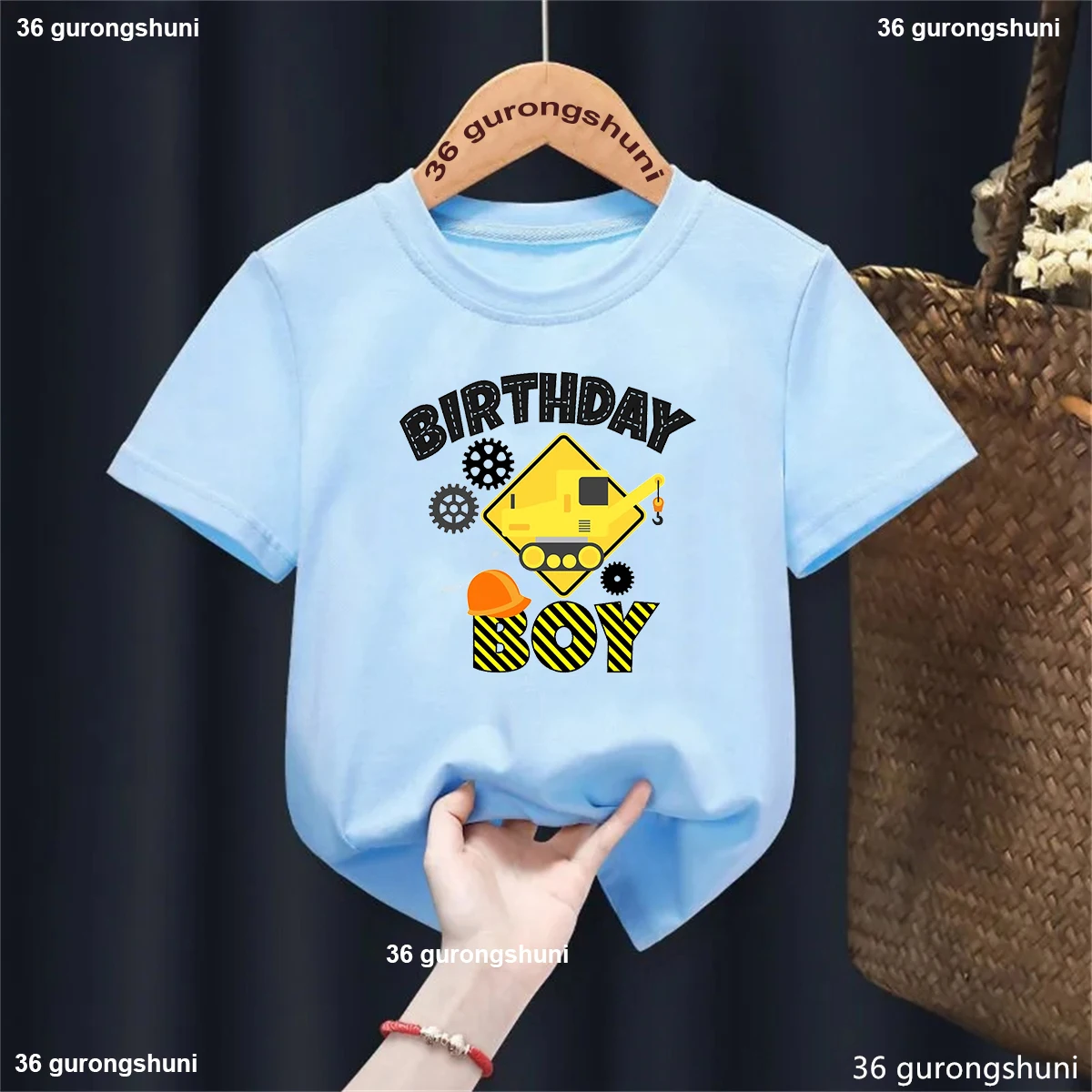 

Funny Toddler Kids Clothes Birthday Boy Digging Graphic Printed T Shirt Boys Harajuku Kawaii White/Grey/Blue/Yellow T-Shirt