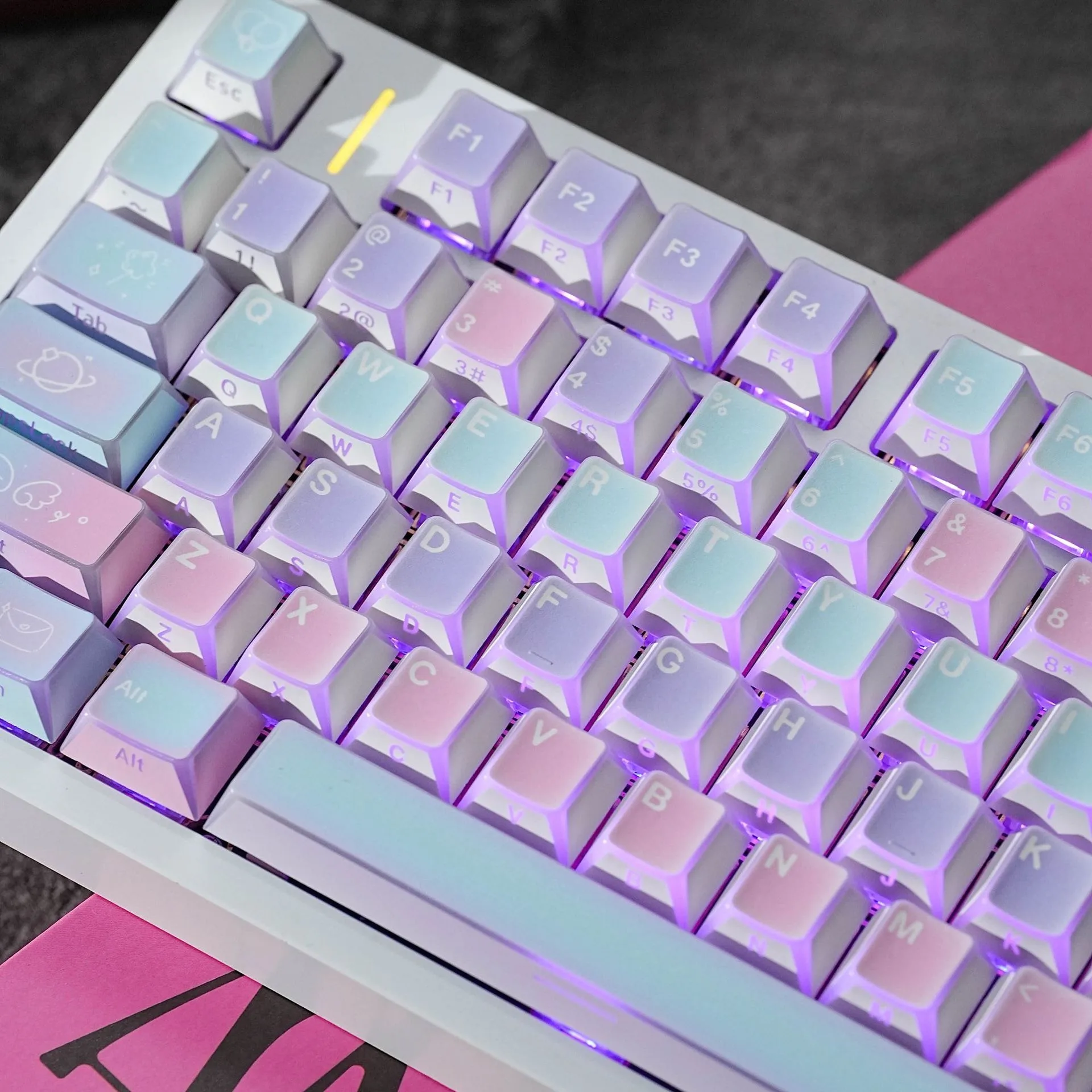 Mechanical Keyboard Curved Edges Side Print Keycaps Hebrew Russian Spanish French UK German Korean Cherry Profile PBT Keycap ISO