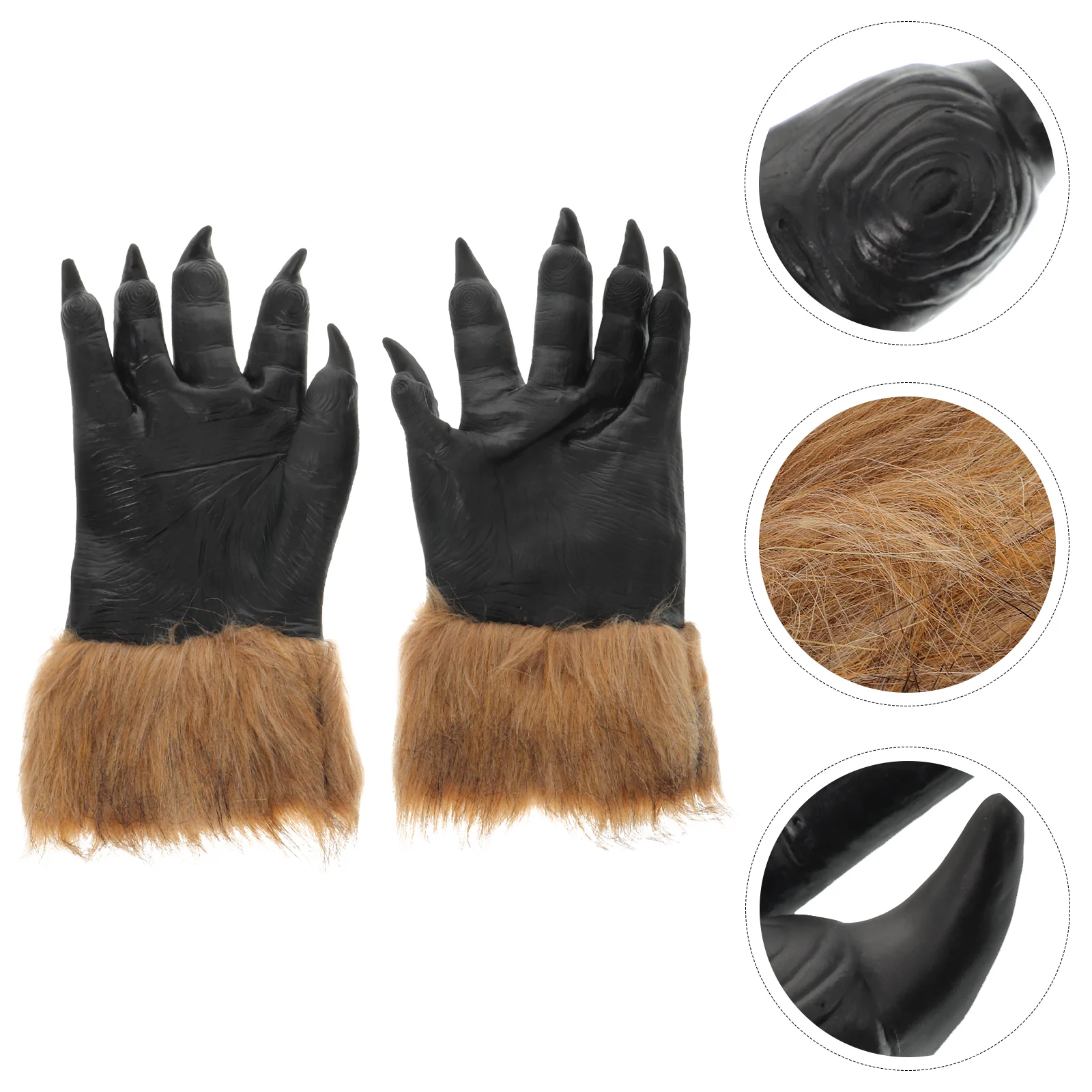 2 Pcs Paw Halloween Wolf Gloves Claw Hairy Party Trick Cosplay Decorative