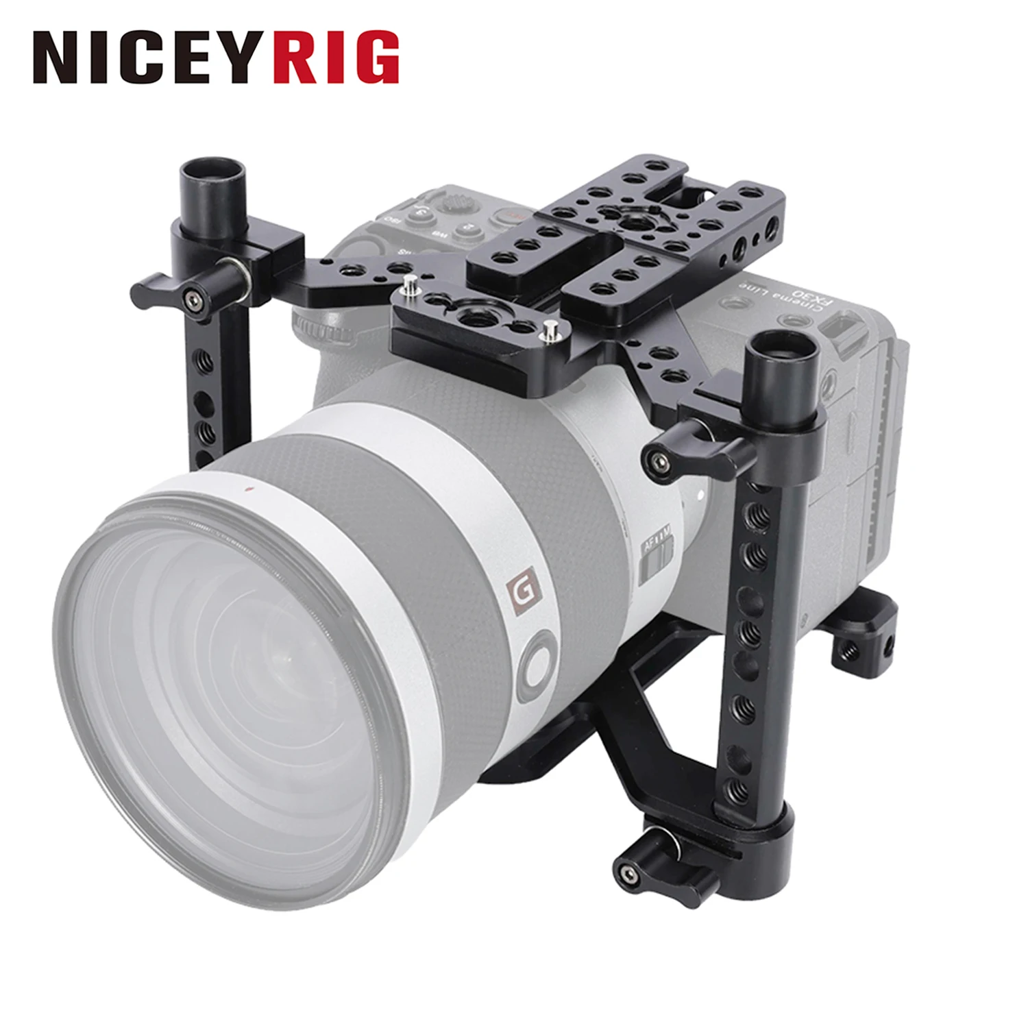 NICEYRIG Universal 4-Claw Camera Cage Kit for Mirrorless Cameras Supports Top Handle,Side Handle,15mm Rods,NATO Rail,Arca-Swiss