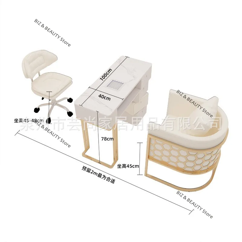 مجموعة كراسي لوحة الصخور طاولات أظافر متعددة الوظائف مع مقبس مكنسة كهربائية طاولات أظافر مكاتب استقبال أثاث Tavolo JTN #6