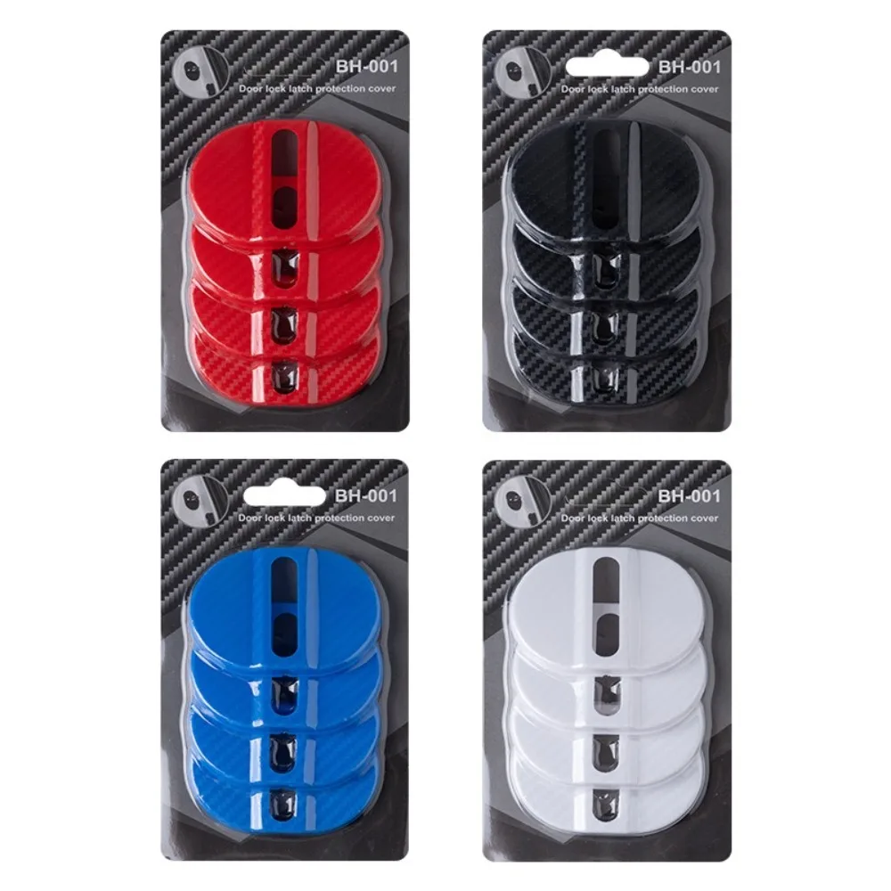 4 Pcs Universal Car Door Lock Protective Cover Plastic Self-adhesive Car Door Lock Anti Rust Sleeve Car Door Cushion Pad