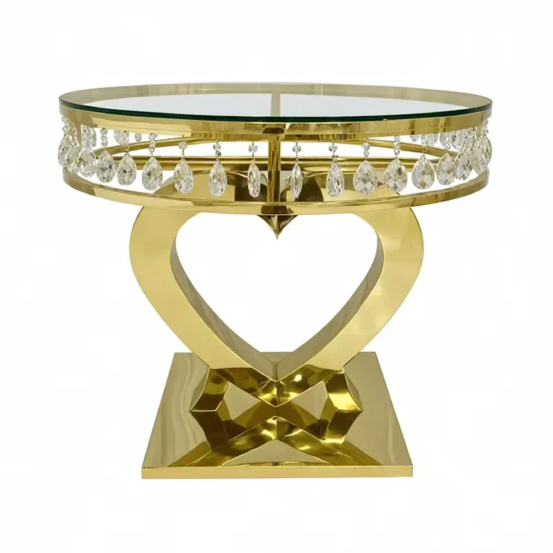 Luxury Golden Stainless Steel Dining Table Set Modern Tempered Glass Top Hotel Banquet Furniture Durable