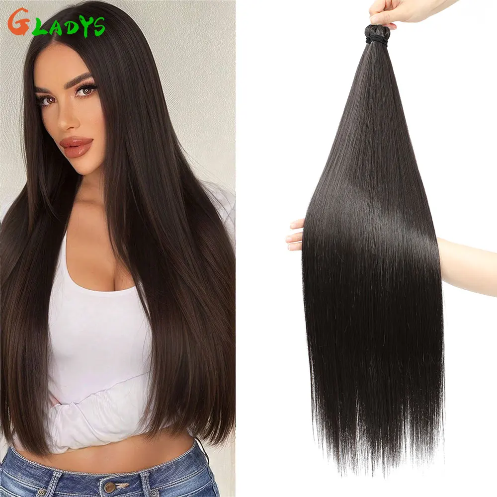 

Synthetic Braiding Hair Black Brown white Crochet Hair Extensions Straight 28Inch Straight Pony Hair Bundles 3PCS 300g