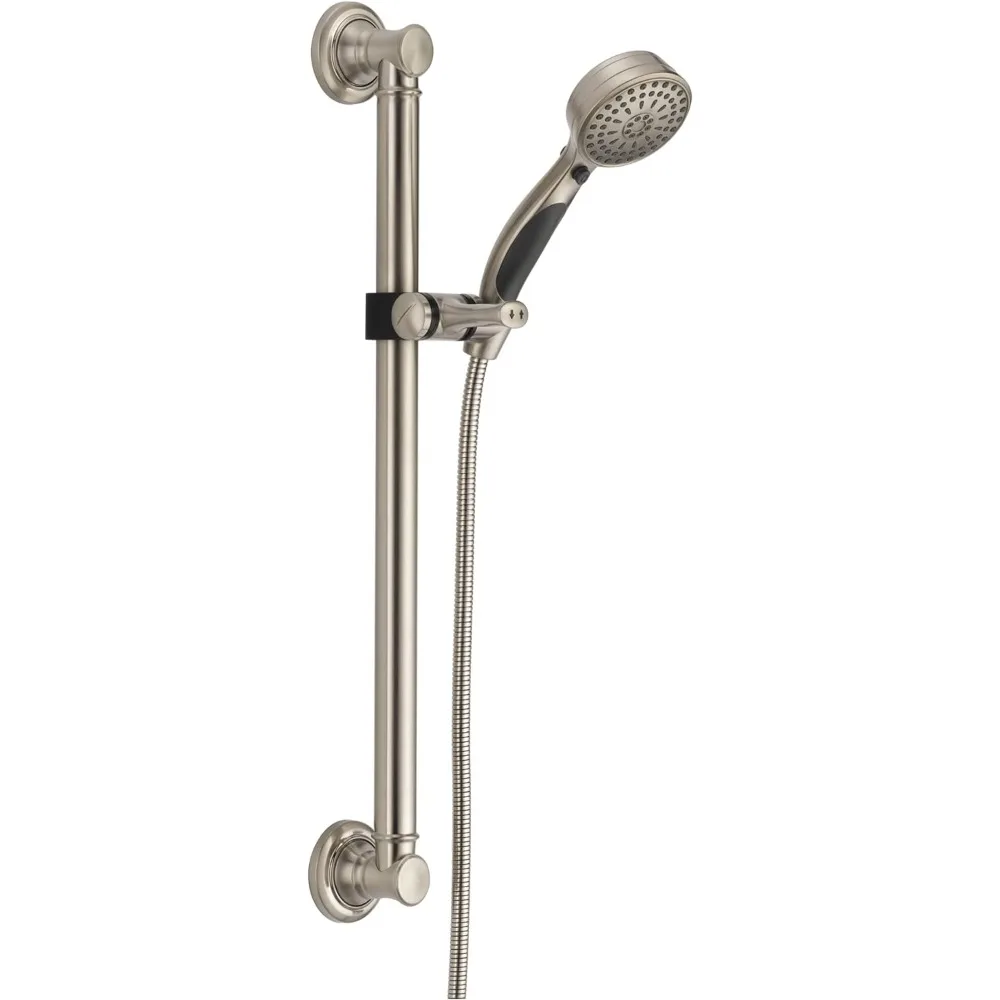 9-Setting Slide Bar Hand Held Shower with Hose, Brushed Nickel Handheld Shower Head, Detachable Shower Head, Stainless