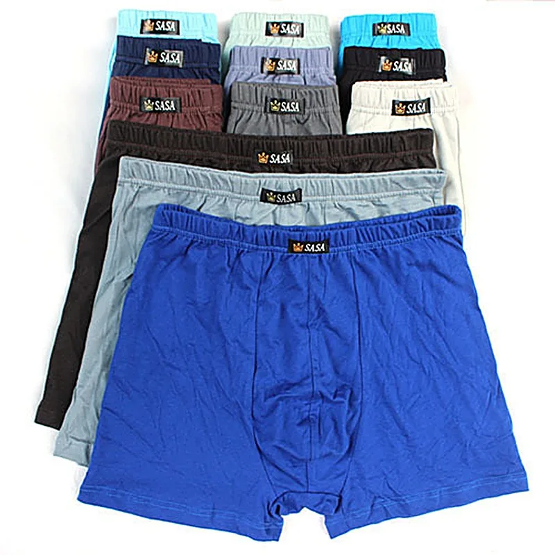 Men's Plus Size Cotton Boxer Shorts Loose Fit High-Waist Print Underwear Breathable Sexy Middle-Aged Men's Clothing 3/6Pcs/Lot
