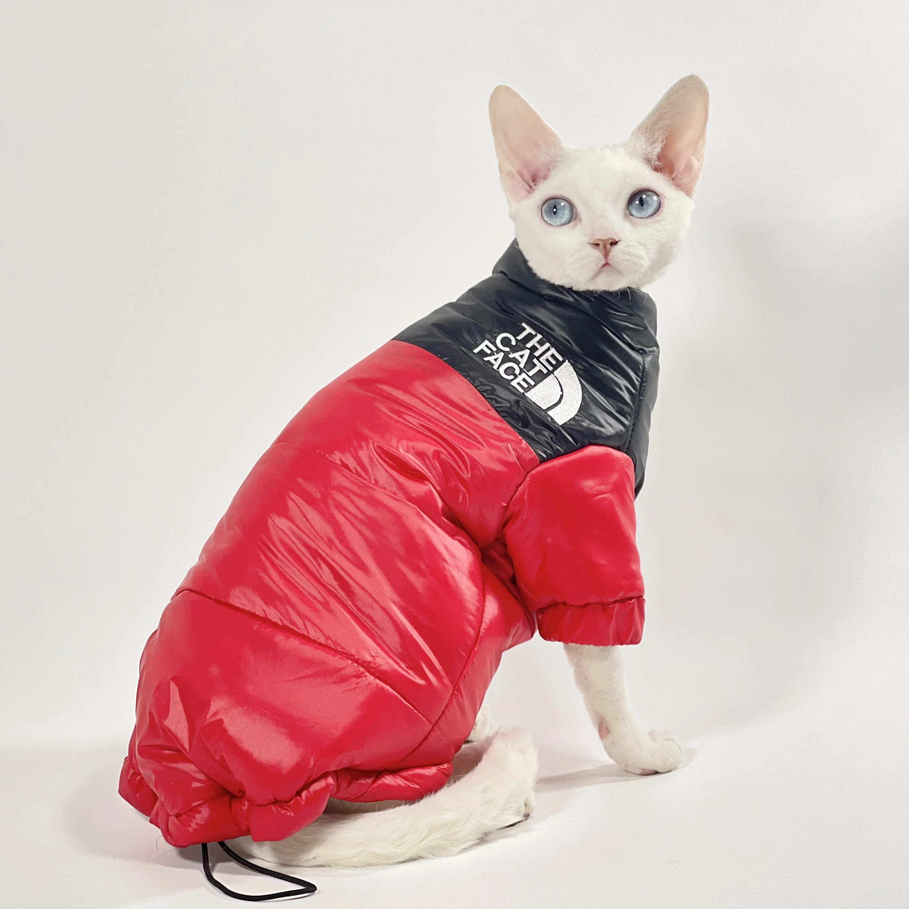 Fashion Down jacket for Sphynx Cat Warm Greatcoat Long Sleeves for Devon Rex Waterproof Coat for Kittens in Winter