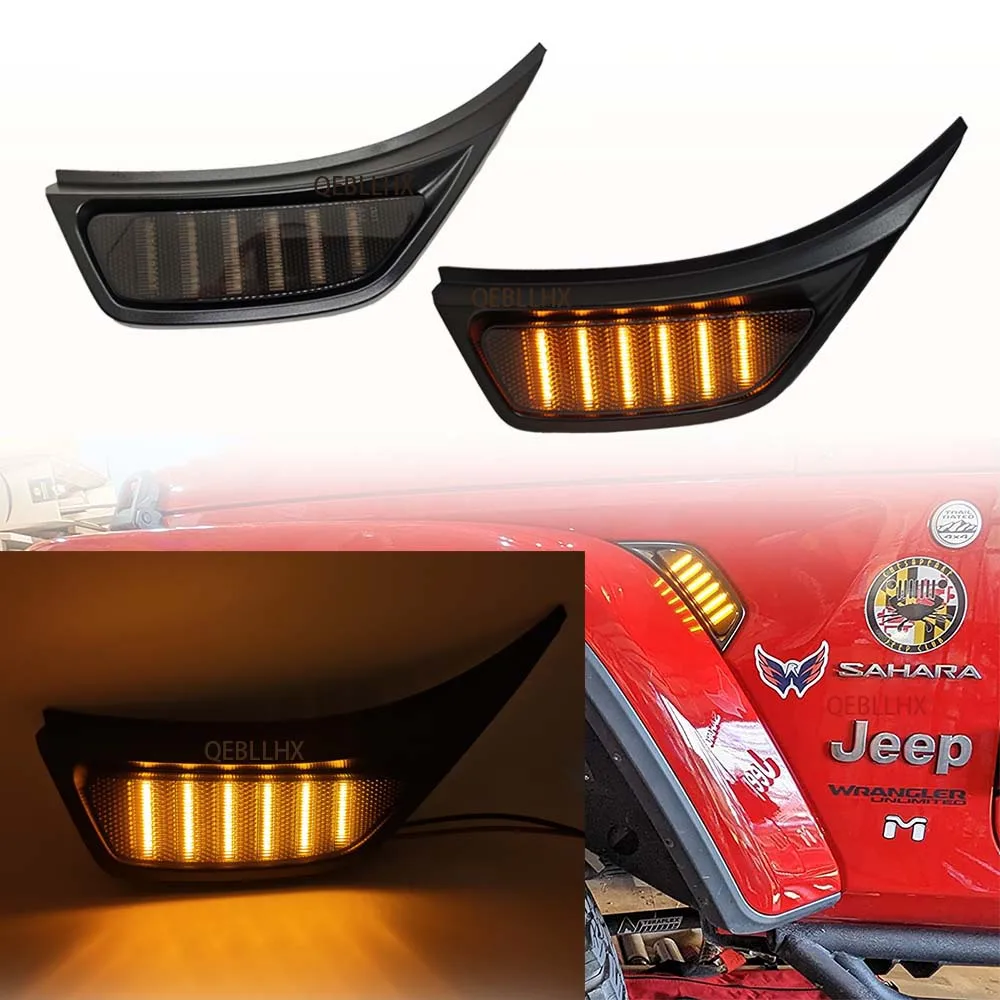 

2x затемненные светодиодные боковые габаритные фонари для передних крыльев 18-22 для Jeep Wrangler JL JLU Sport Gladiator JT Wrangler JL Rubicon Sahara