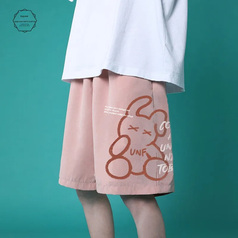 

Модные мужские шорты с мультяшным принтом медведя, повседневные свободные спортивные брюки прямого кроя, длиной пять дюймов, летние брюки для отдыха