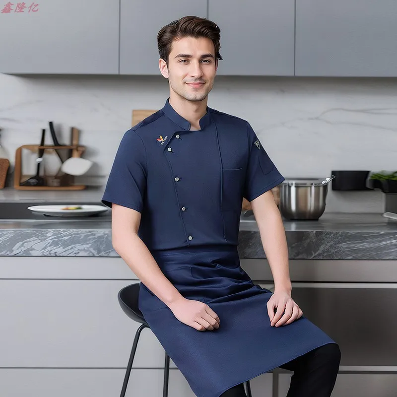 Veste de Chef d'été en maille fine et respirante, vêtements de travail pour hôtel, Restaurant, cuisine, pâtisserie, Chef Steakhouse, uniforme à manches courtes