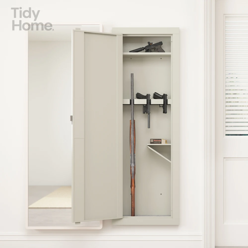 

Wall Gun Safe, Gun Safes for Home, Quick-Access Rifle Safe with Removable Shelf and Digital Keypad,Concealed wall-mounted type
