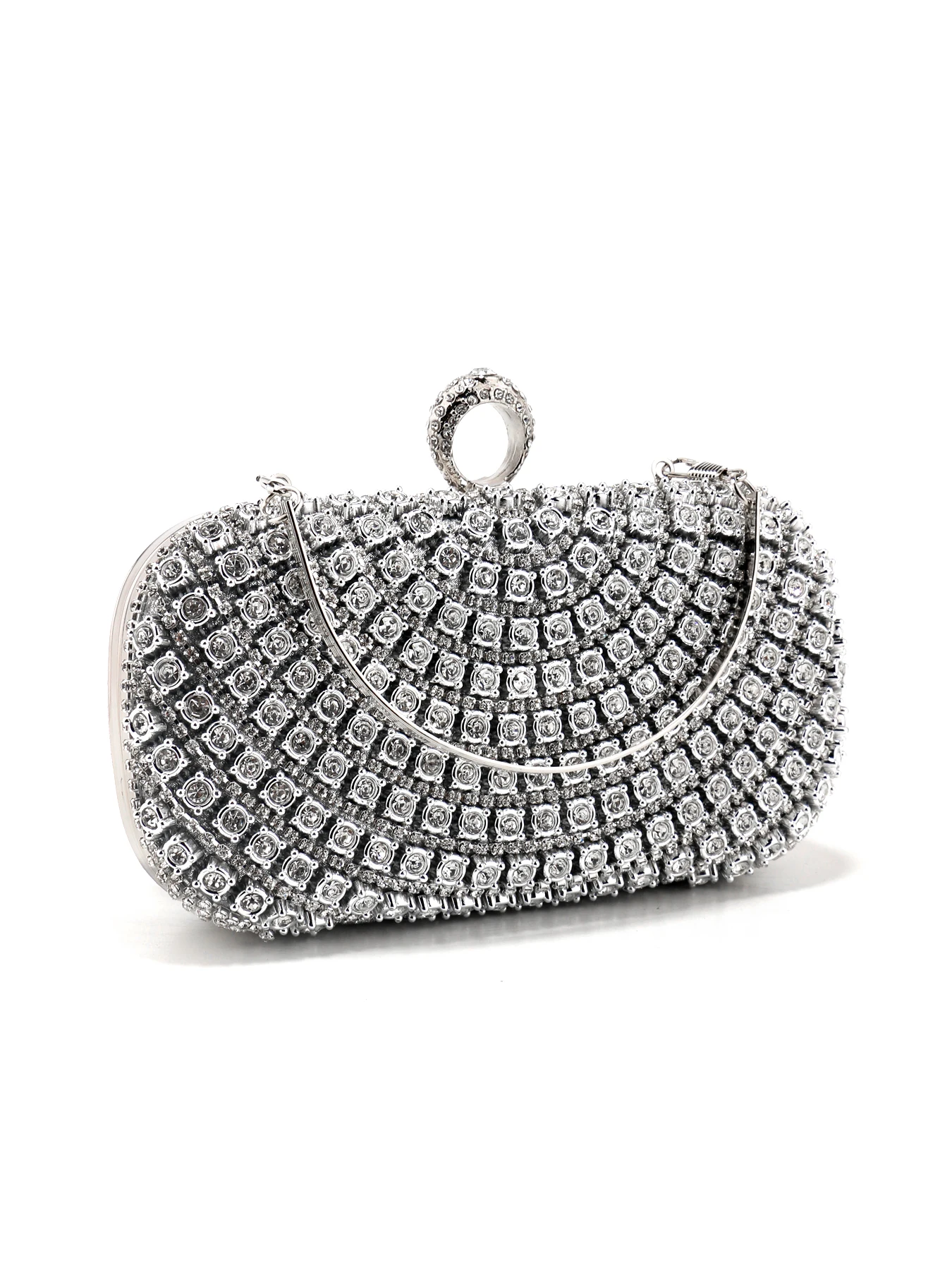 Finger Ring Diamonds Glitter Evening Bags Golden Color Wedding Bridal Female Clutch Bag Vintage Style Beading Lady Luxury Handba