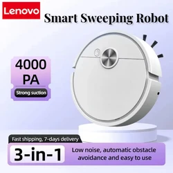 Lenovo 3- in-1 Smart Sweeping Robot 4000 Pa Vacuum Cleaner Strong Suction Easy to Use Suitable for Hard Floors Pet Hair Carpets