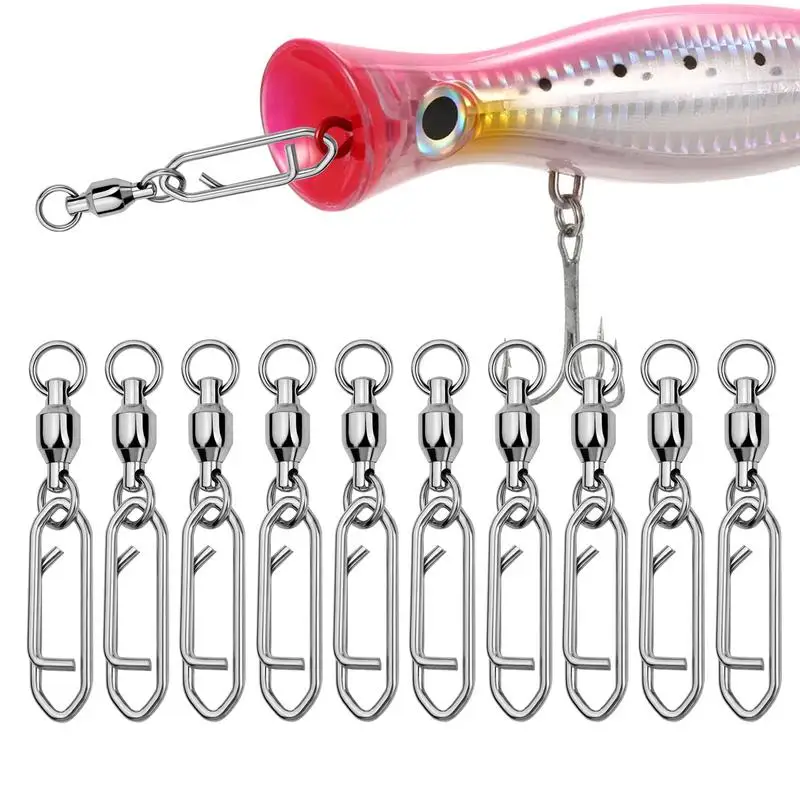 10pcs Fishing Swivels Ball Bearing Interlock Snap Pin Stainless Steel Fishing Accessories Fishing Lures Pin Connector Tackle