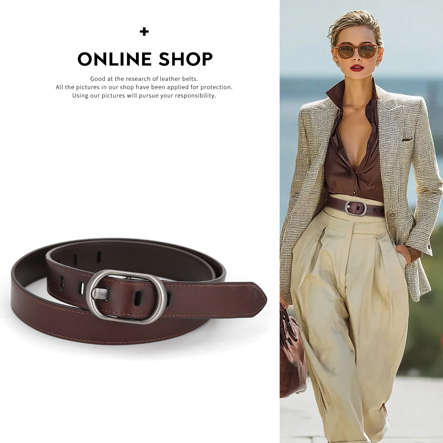 女性用本革ベルト-ヴィンテージ-多用途-幅広-コーヒーカラー-アクセサリー-韓国スタイル-ジーンズやウエスタンパンツに合わせられます