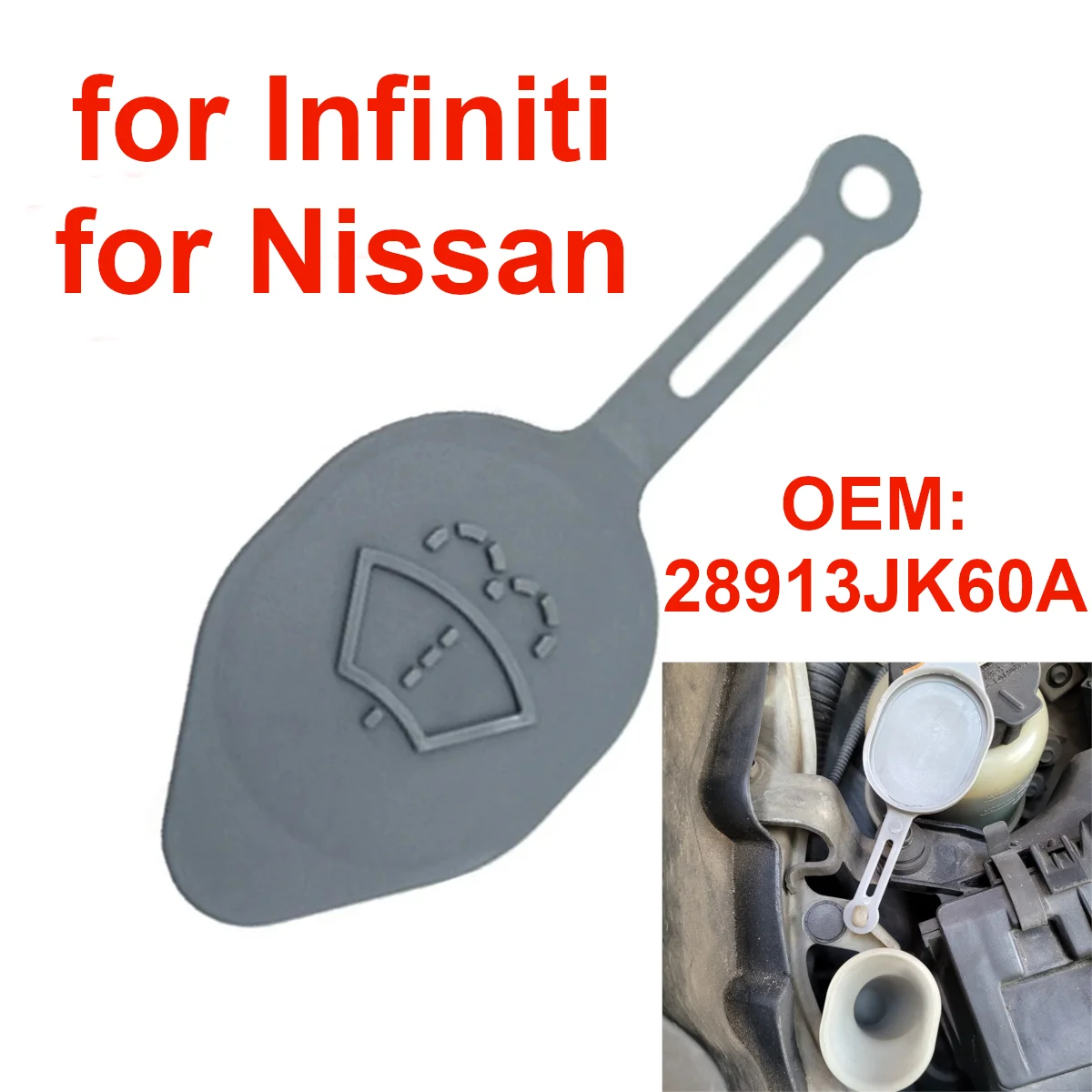 Car Windshield Wiper Washer Fluid Reservoir Tank Cap Lid 28913-JK60A for Infiniti G25 G35 QX50 for Nissan Murano 370Z 350Z