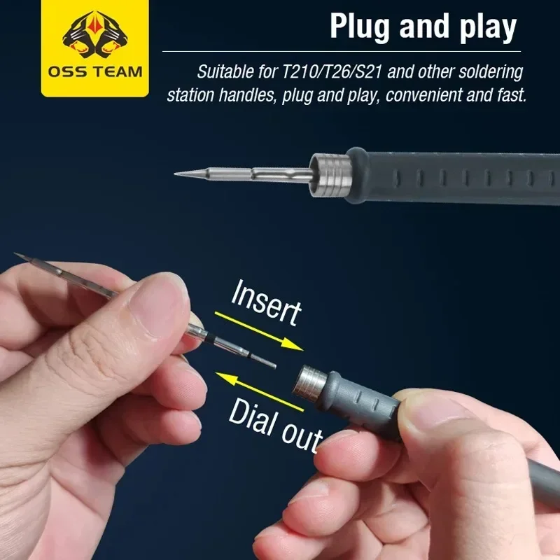 OSS Team-C210 C245 Dica para substituição de ferro de solda, Press-on Dicas, Ferramentas De Equipamentos De Soldagem, Cilindro Sting para T210, T245, T80, HS-02