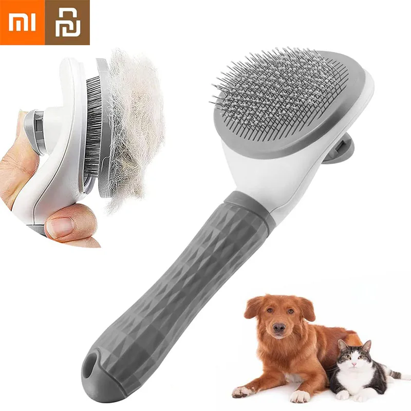 Xiaomi Youpin Pet Comb Cleaning Brush One-key Hair Removal Beauty Dog Comb Stainless Steel Hair Removal Self-cleaning Comb Tools