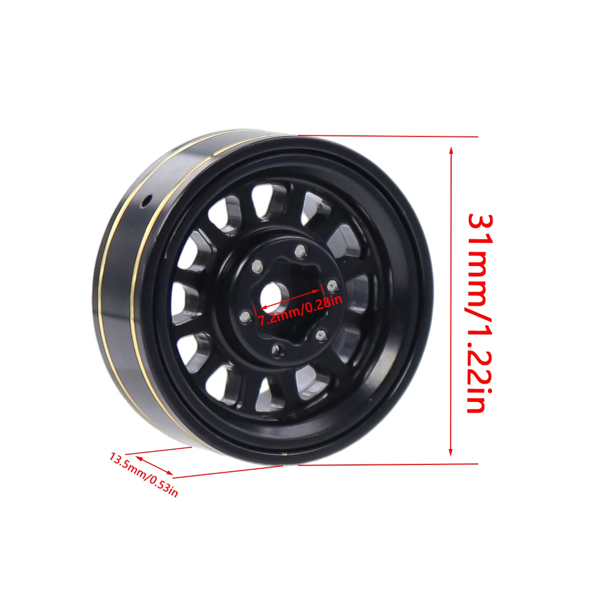 4PCS Brass 1.0 Inch Plus Beadlock Wheel Hub Rims for RC Crawler Car Axial 1/24 SCX24 FCX24 1/18 TRX4M Upgrade Parts