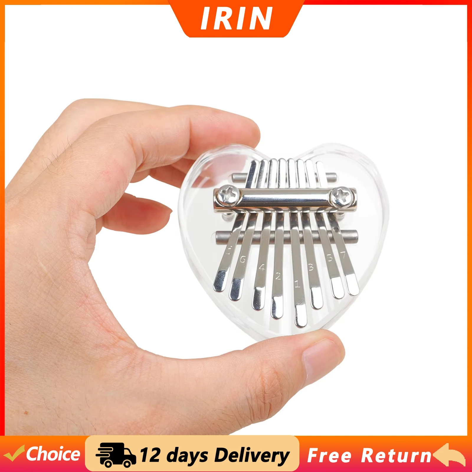 IRIN 8 Tone Kalimba Transparent Mini Thumb Piano Portable Love Shape Kalimba Keyboard Musical Instrument Children's Gift