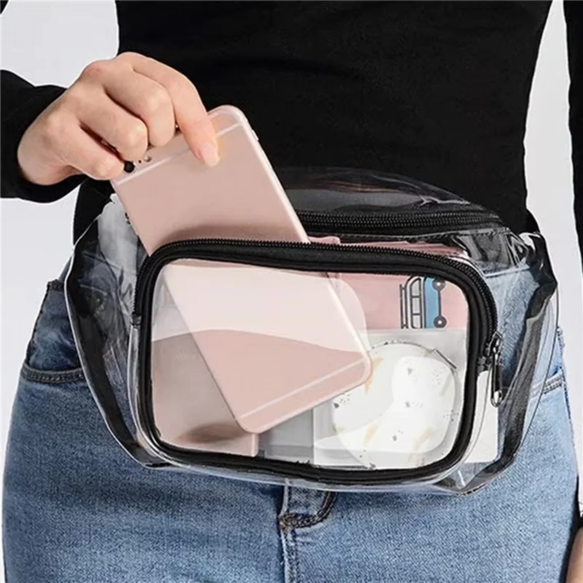 Bolso Bandolera Transparente de PVC, Aprobado para Estadios, Riñonera para Mujeres y Hombres, Estilo Casual para Festivales y Deportes