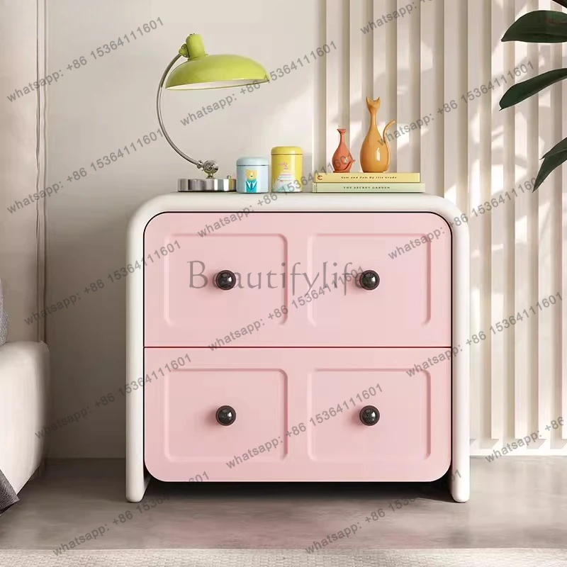 Solid wood bedside table bedroom light luxury home designer bedside storage cabinet