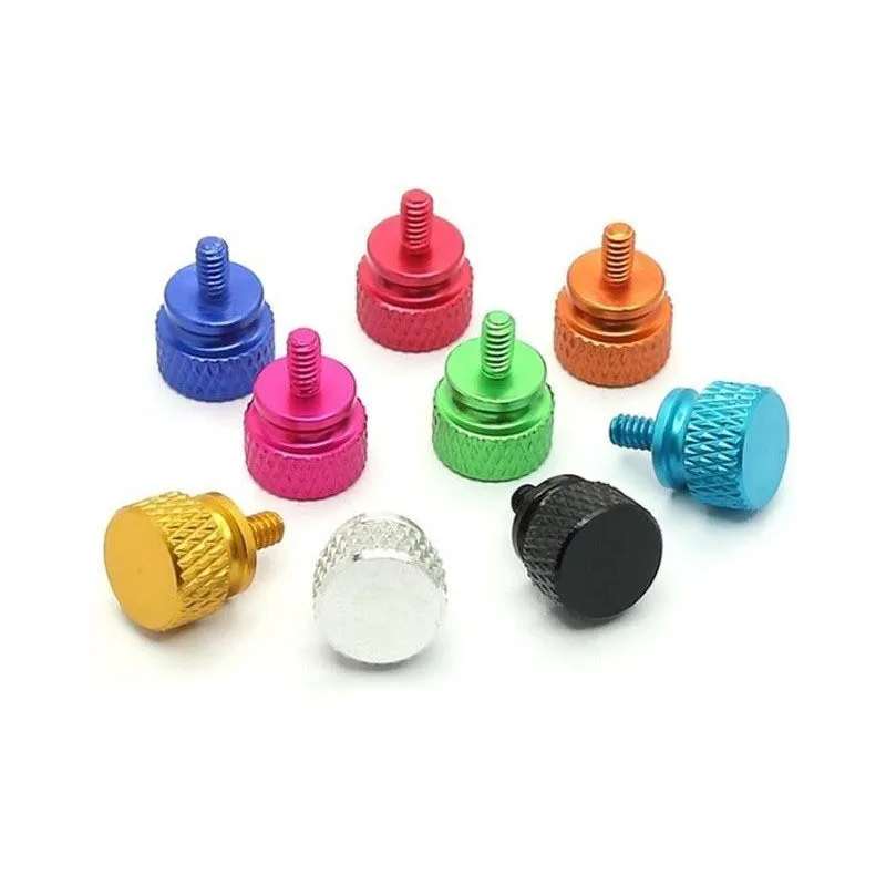 

10pcs Computer Chassis DIY Hand Screws 6-32*6.5mm Computer Cabinet Lightweight Aluminum Alloy Anilox Knurled Hand Screws