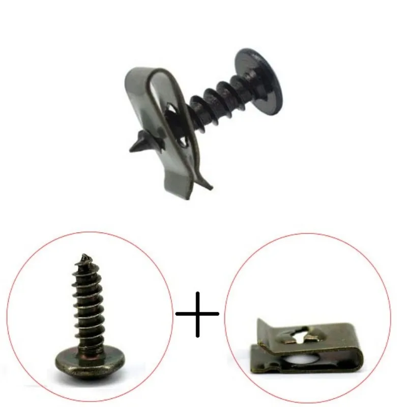 30/20/10 Sets M4 M5 Motorcycle Car Scooter ATV Moped Ebike Plastic Cover Metal RetainerSelf-tapping Screw and Clips 4.2mm 4.8mm