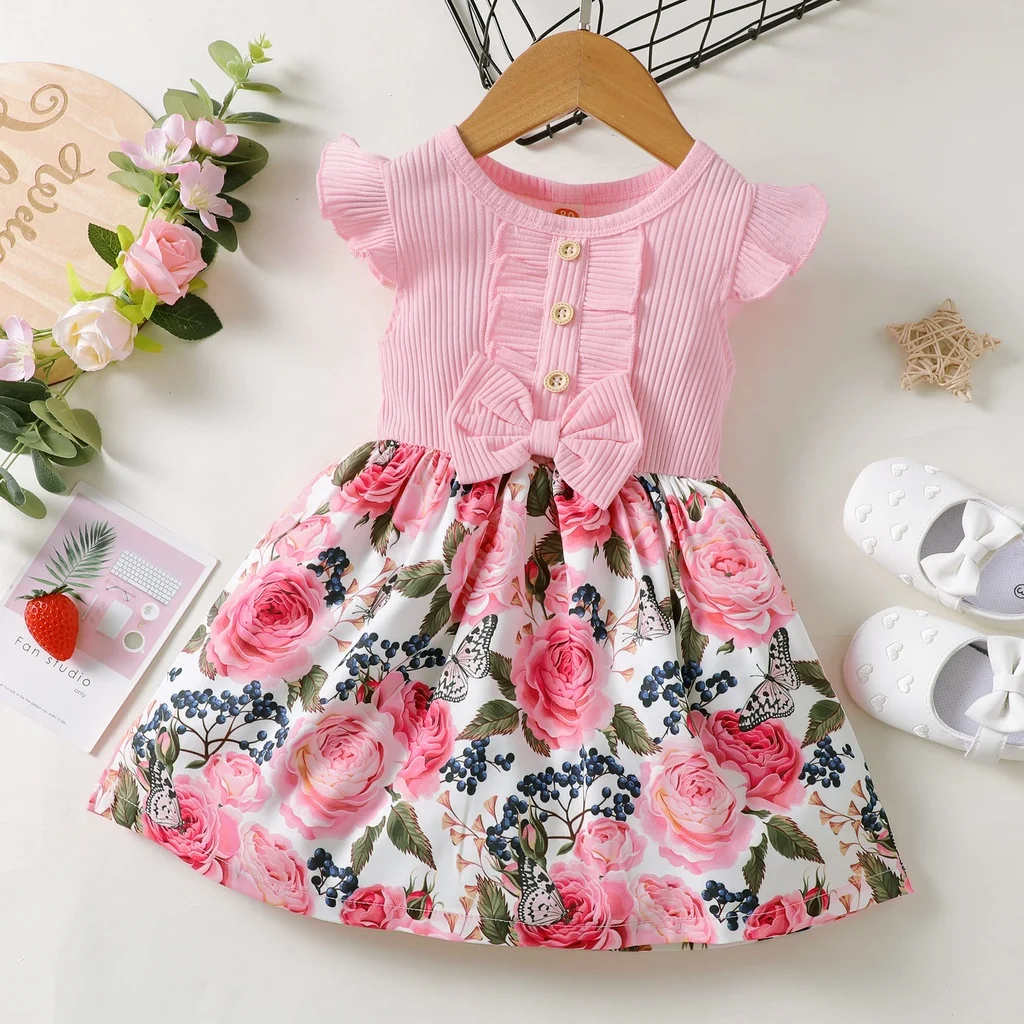 1-5 Years Kids Girls & Toddler Girl Summer Dress Sleeveless Floral Princess Dress Fashion Cute Daily Casual Children Girl Dress