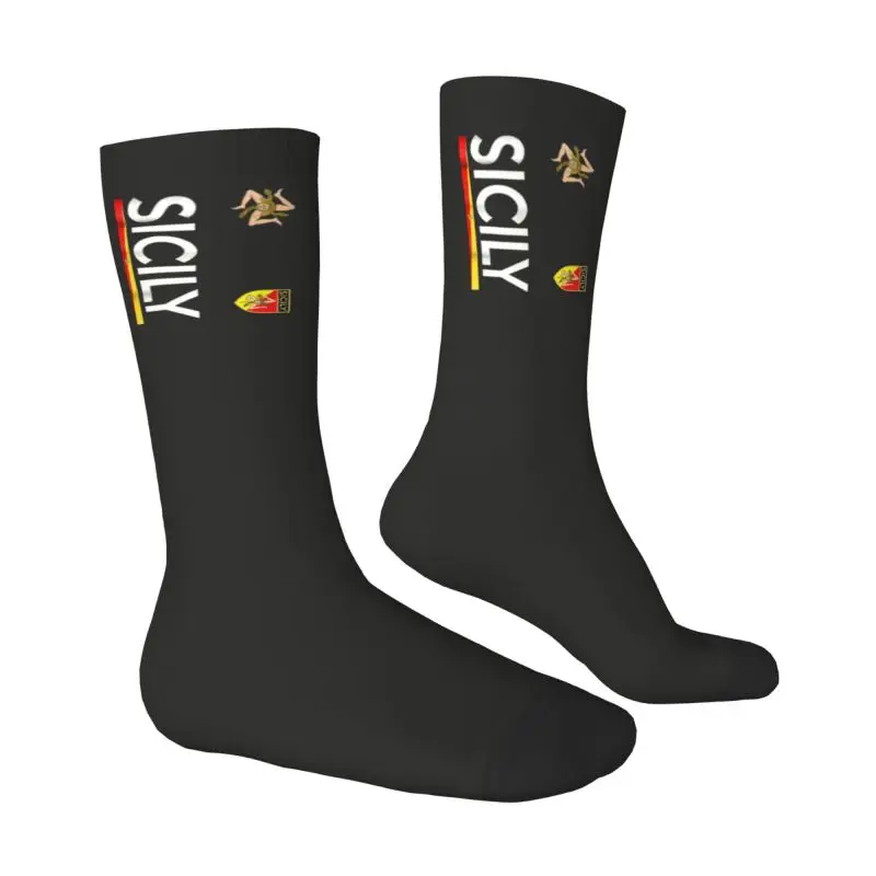 Custom Sicilia Soccer Sicily Italy Football Jersey Men Women Crew Socks Unisex Italian Spring Summer Autumn Winter Dress Socks