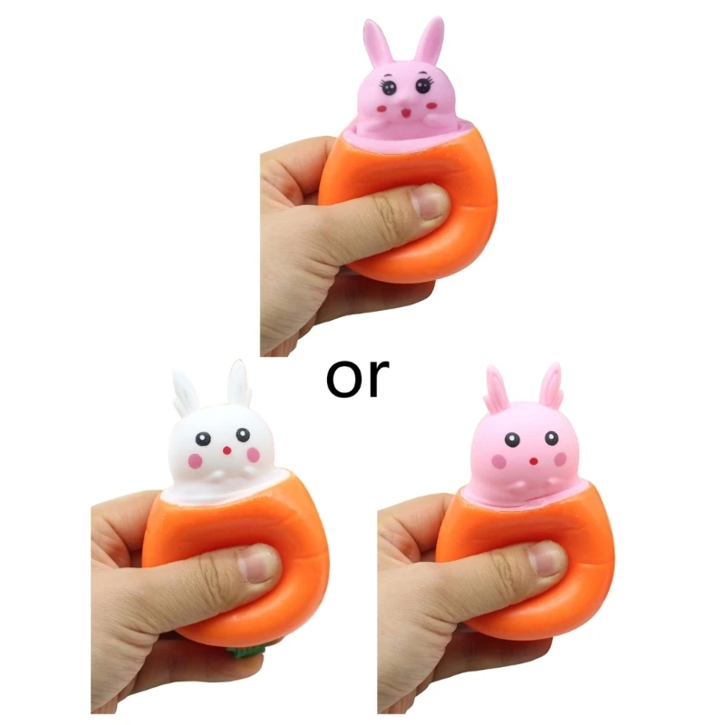 Toy Carrot Squeezable Rabbit Decompression Toy Pop-Out Rabbit Squeeze Toy Party Favor Novelty Stress Toy for Kids