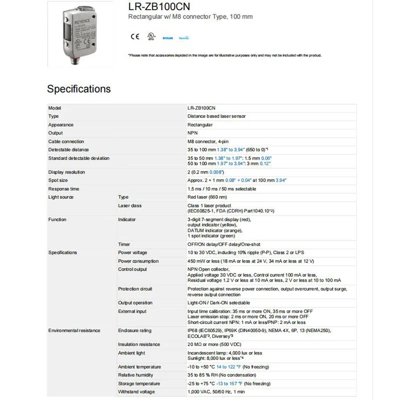 مستشعر كهروضوئي أصلي جديد تمامًا LR-ZB100CN KEYENCE