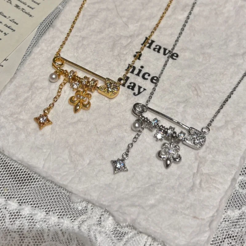 Exquisite Women's 925 Sterling Silver Pin Pendant Necklace