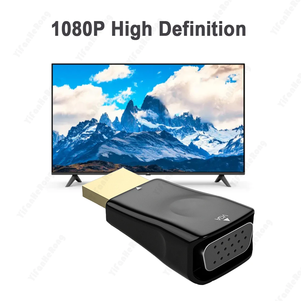 HD 1080p Portable HDMI-compatible To Vga converter High Definition Male To Female Converter Adapter For PC TV Monitor