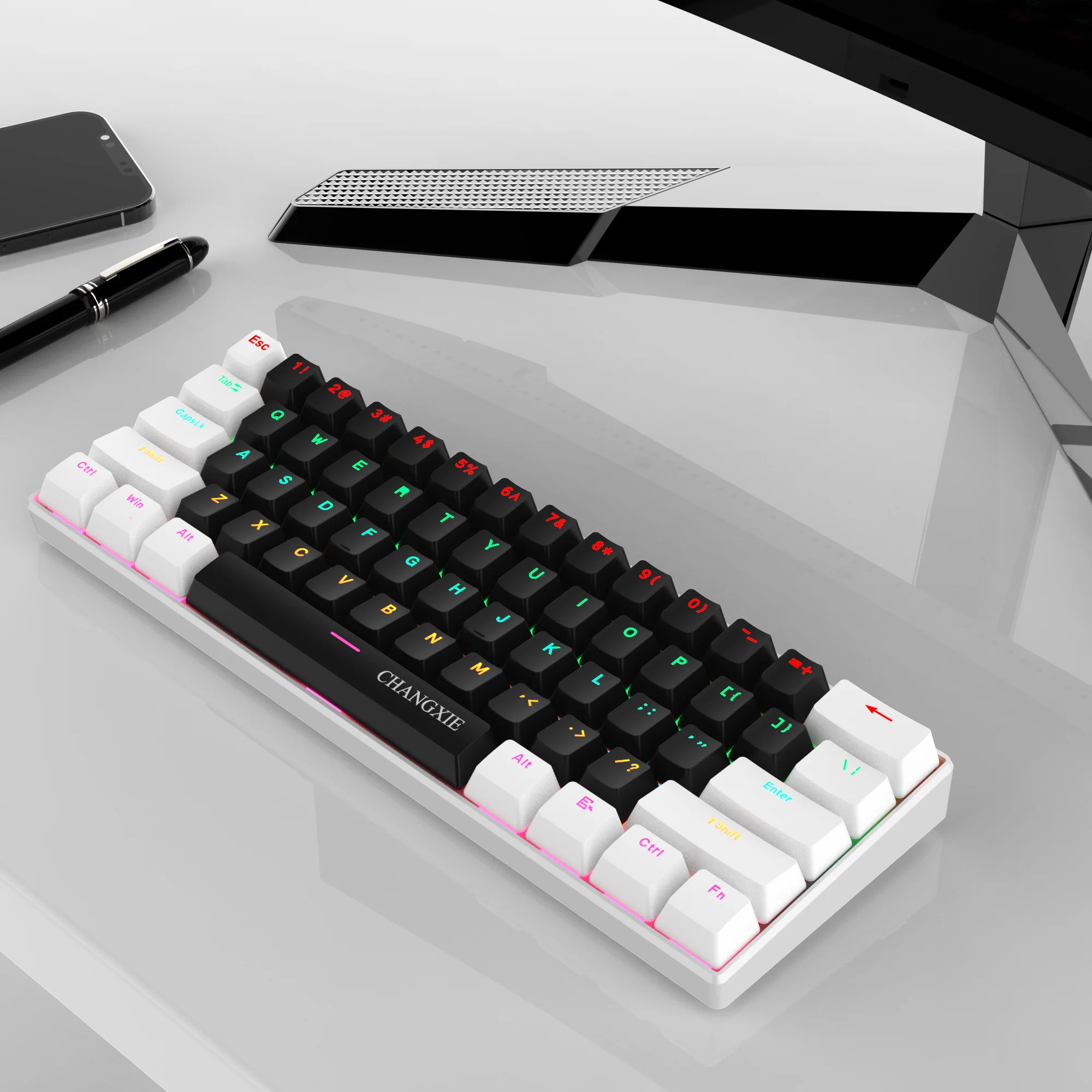 60% Compact Wired Mechanical Keyboard 61 Keys RGB Backlight 